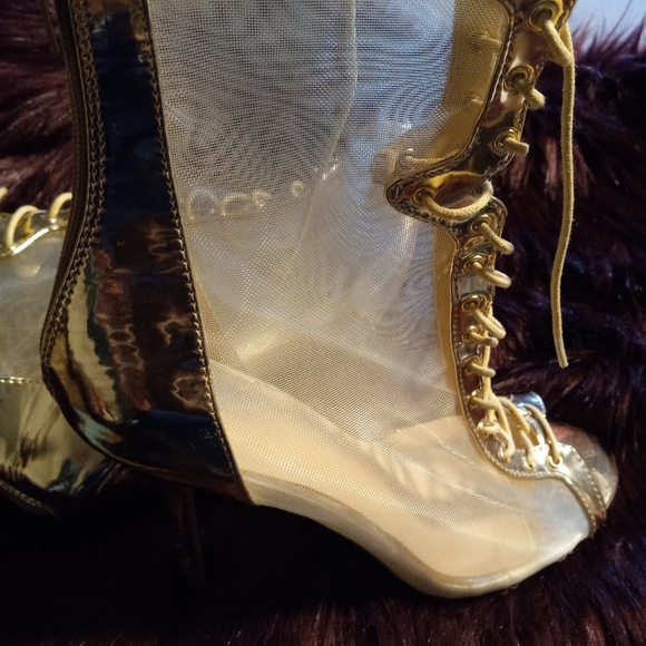 Gold Sheer Ankle Boots - Picture 5 of 6